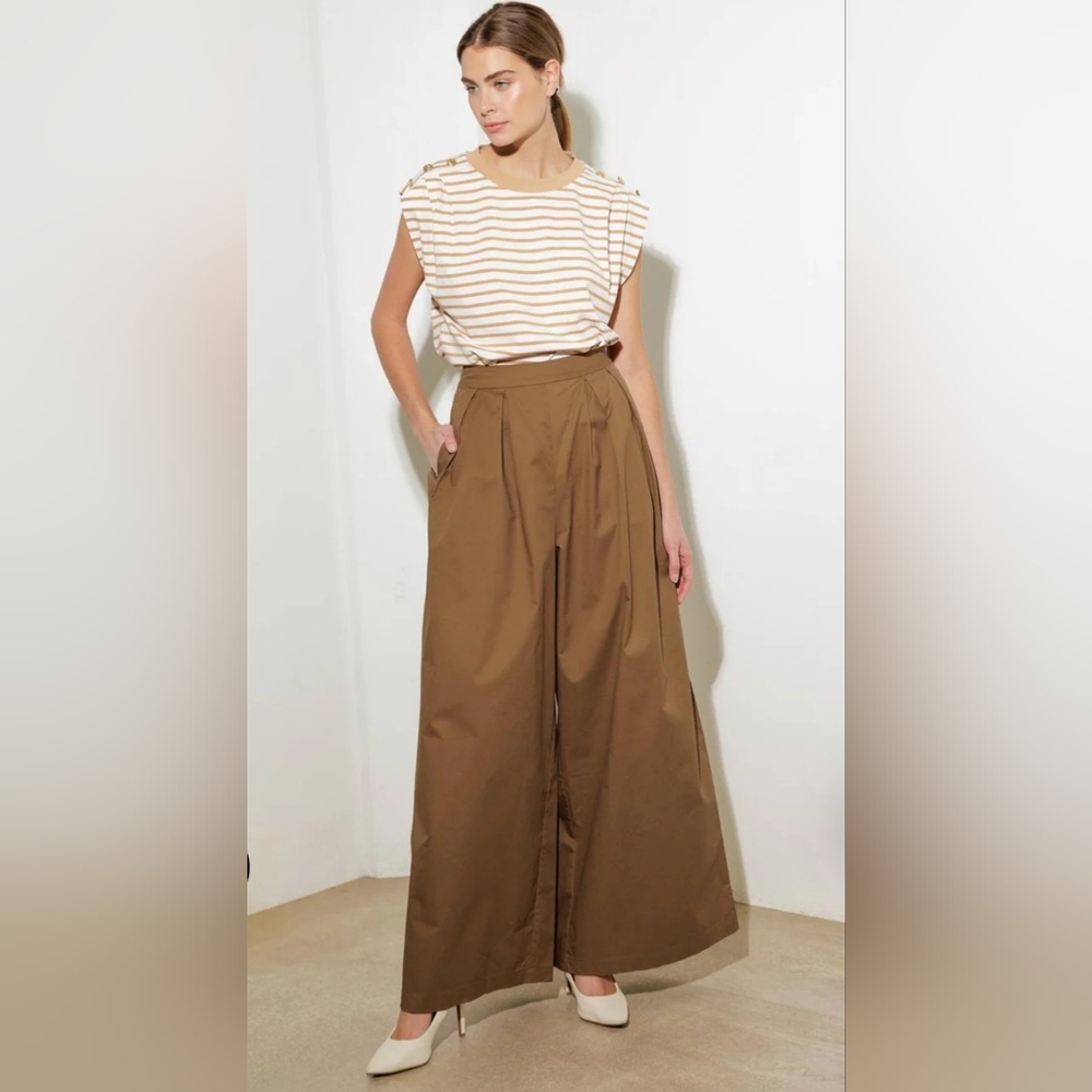 FREE MARKET BY FLYNG TOMATO ffortless Brown Wide-Leg Pants for Everyday Elegance